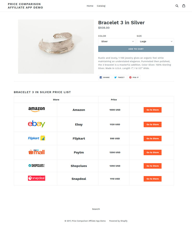 Price Comparison + Affiliate Shopify App